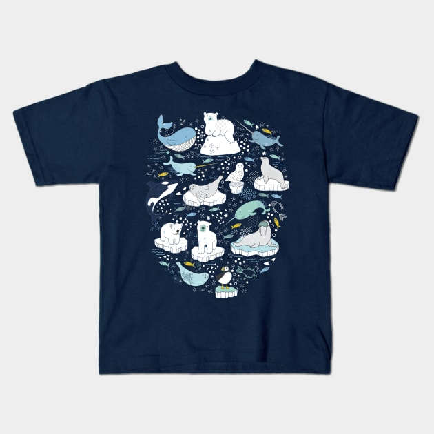 Arctic Animals - Cute animals floating on Icebergs by Cecca Designs Kids T-Shirt by Cecca